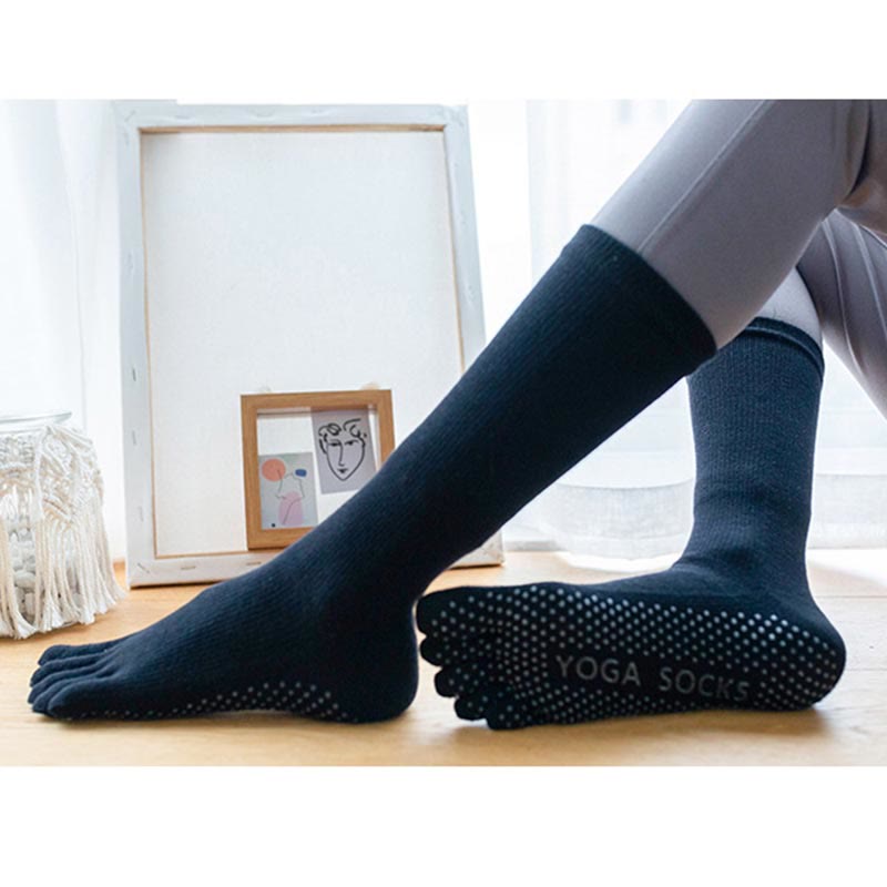 Olivenorma Women Non-Slip Five Toe Cotton Yoga Socks