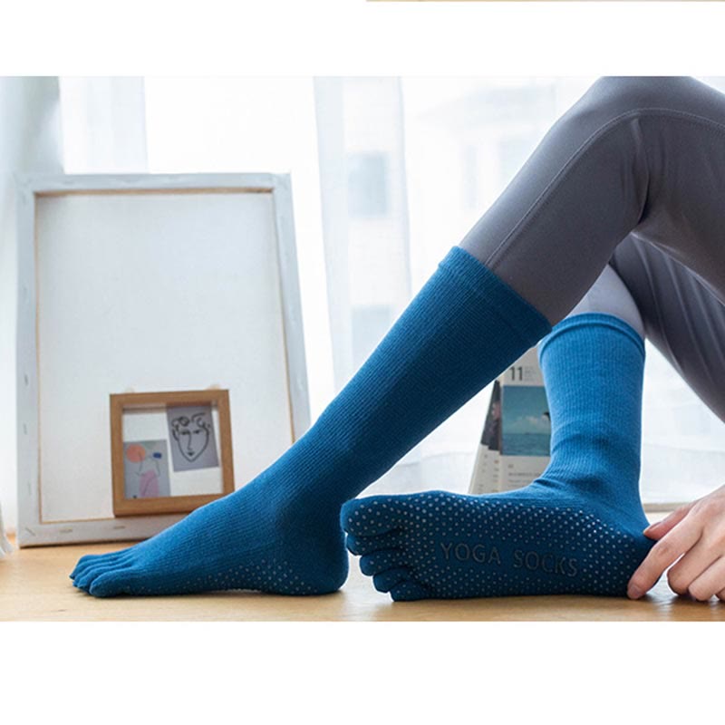 Olivenorma Women Non-Slip Five Toe Cotton Yoga Socks