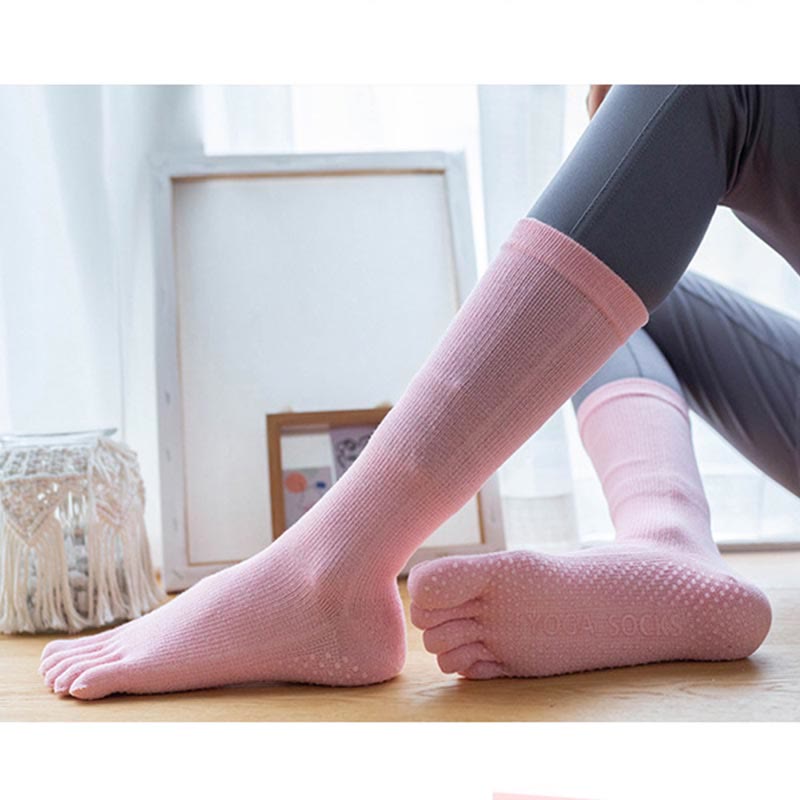 Olivenorma Women Non-Slip Five Toe Cotton Yoga Socks