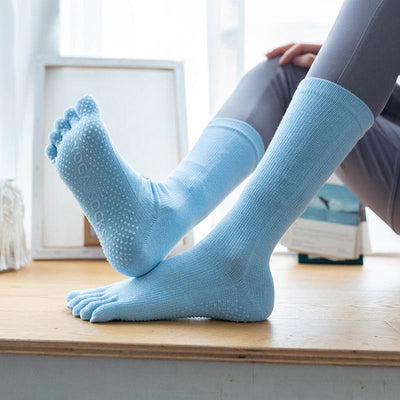 Olivenorma Women Non-Slip Five Toe Cotton Yoga Socks