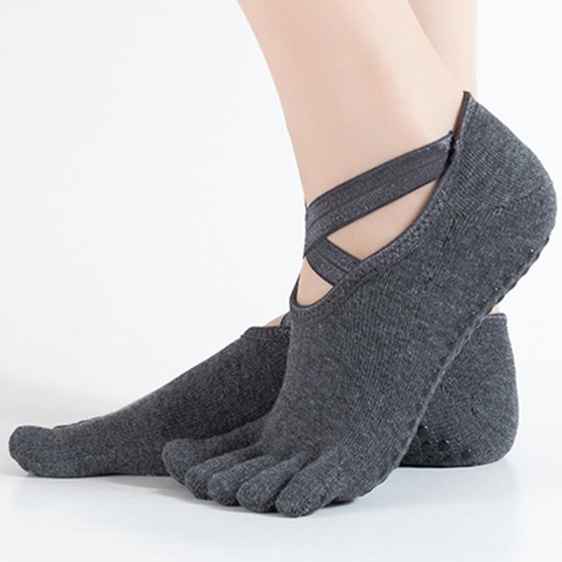 Olivenorma Frauen rutschfeste Fünf-Zehen-Yoga-Socken mit Gitter