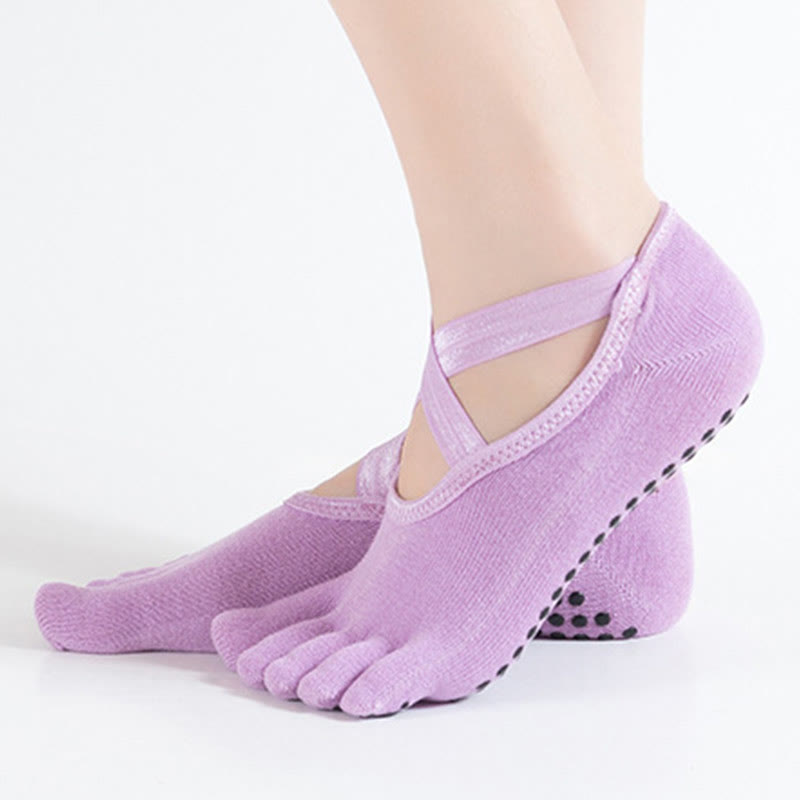 Olivenorma Frauen rutschfeste Fünf-Zehen-Yoga-Socken mit Gitter