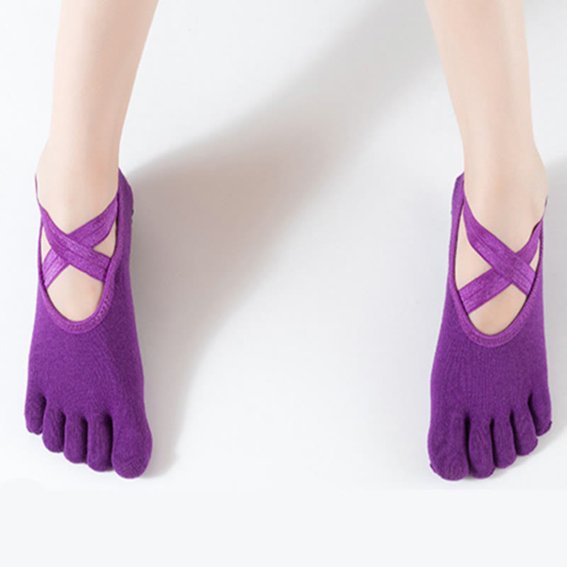 Olivenorma Frauen rutschfeste Fünf-Zehen-Yoga-Socken mit Gitter