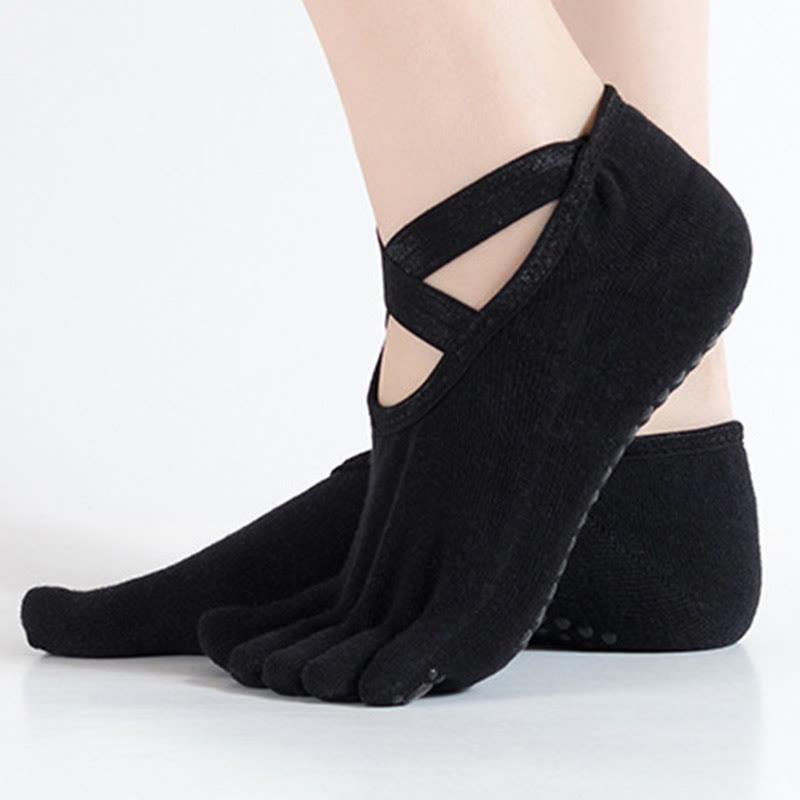 Olivenorma Frauen rutschfeste Fünf-Zehen-Yoga-Socken mit Gitter