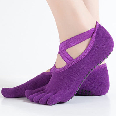 Olivenorma Frauen rutschfeste Fünf-Zehen-Yoga-Socken mit Gitter