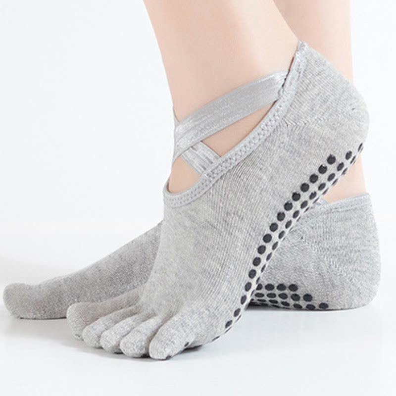 Olivenorma Frauen rutschfeste Fünf-Zehen-Yoga-Socken mit Gitter