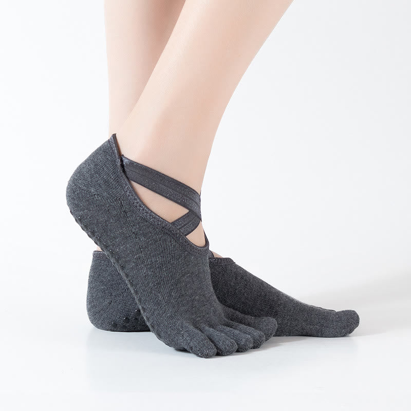 Olivenorma Frauen rutschfeste Fünf-Zehen-Yoga-Socken mit Gitter