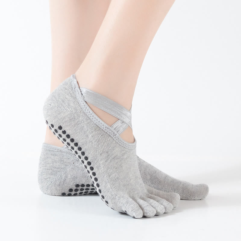 Olivenorma Frauen rutschfeste Fünf-Zehen-Yoga-Socken mit Gitter