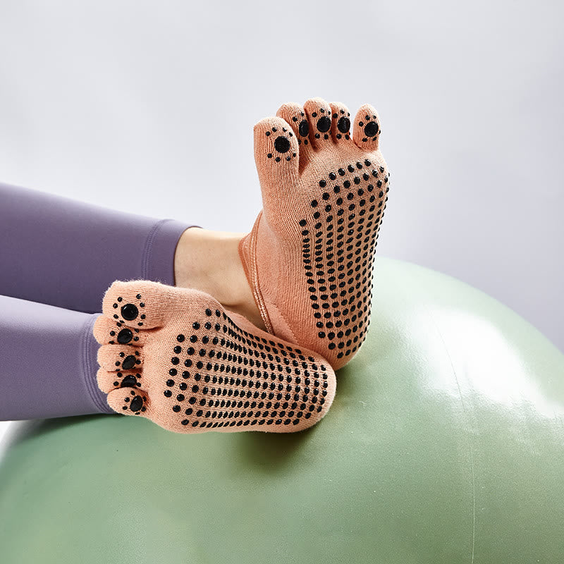 Olivenorma Frauen rutschfeste Fünf-Zehen-Yoga-Socken mit Gitter