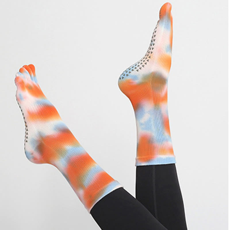 Olivenorma Comfortable Tie-dye Yoga Pilateds Barre Cotton Socks