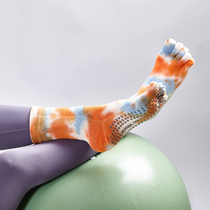 Olivenorma Bequeme Batik-Baumwollsocken für Yoga, Pilates und Barre