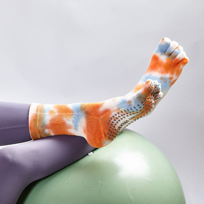 Olivenorma Bequeme Batik-Baumwollsocken für Yoga, Pilates und Barre