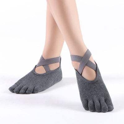 Olivenorma Damen Griff Pilates Fünf-Zehen/Zehenlose Yoga Socken