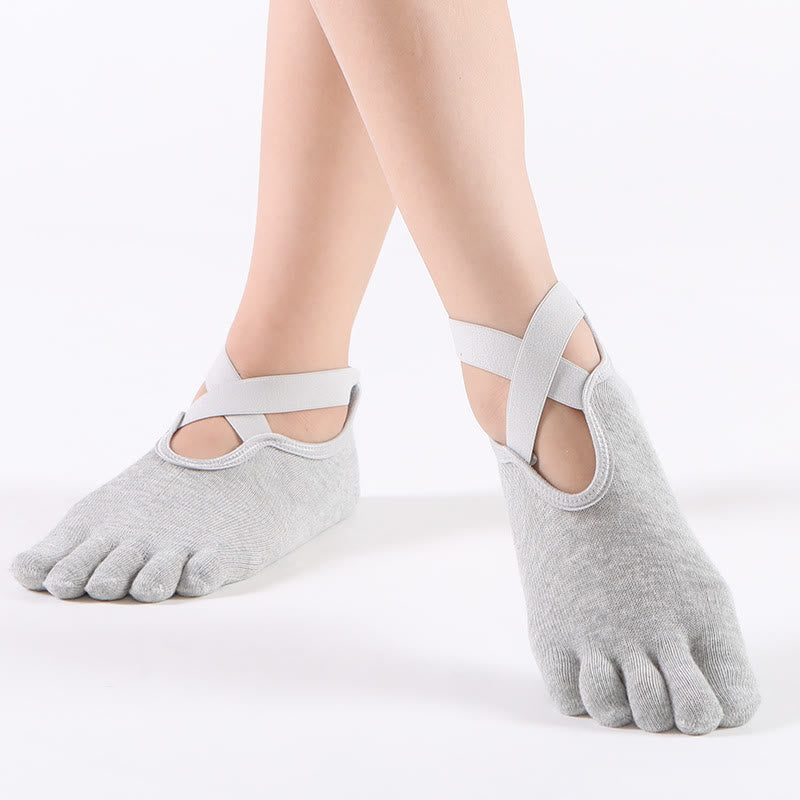 Olivenorma Damen Griff Pilates Fünf-Zehen/Zehenlose Yoga Socken