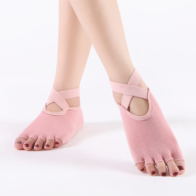 Olivenorma Damen Griff Pilates Fünf-Zehen/Zehenlose Yoga Socken