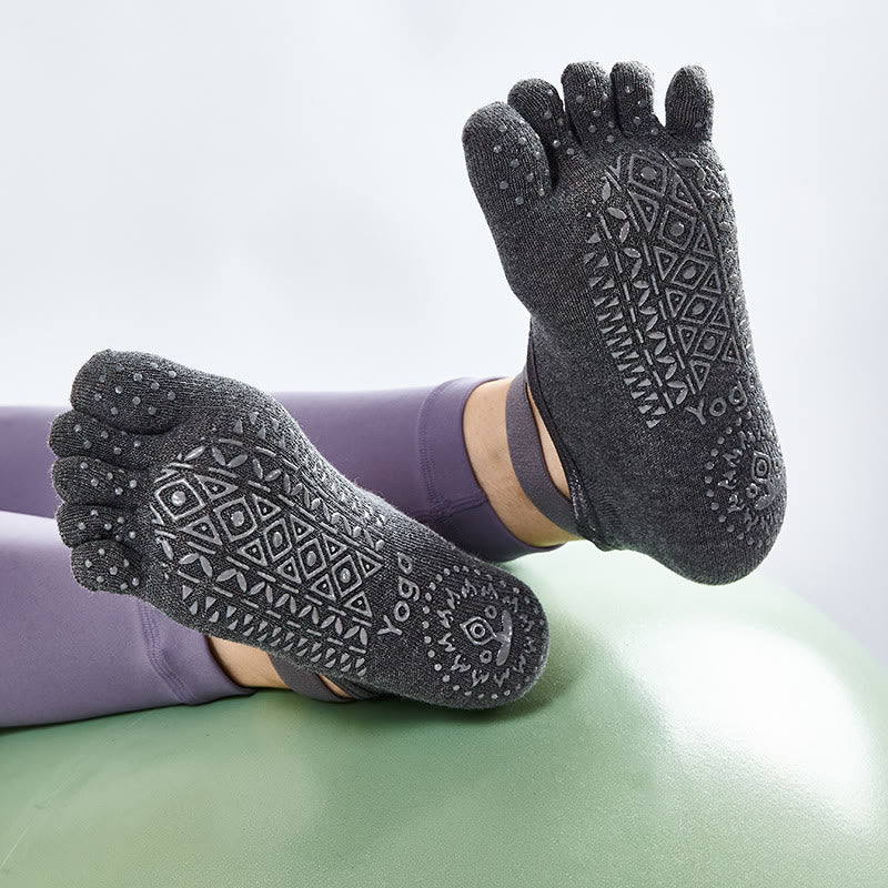 Olivenorma Damen Griff Pilates Fünf-Zehen/Zehenlose Yoga Socken