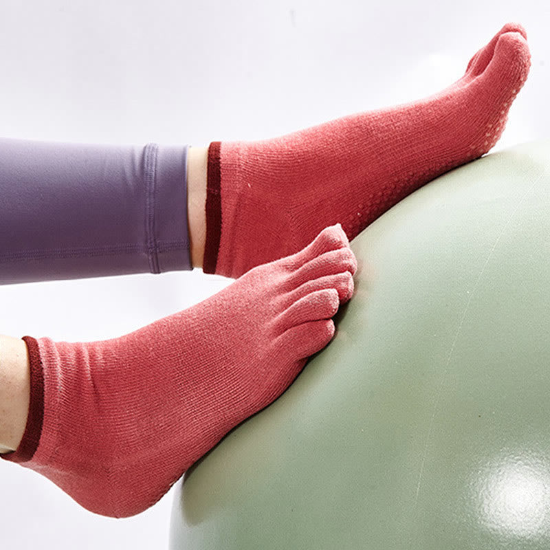 Olivenorma Pilates-Socken mit rutschfestem Griff, einfarbig