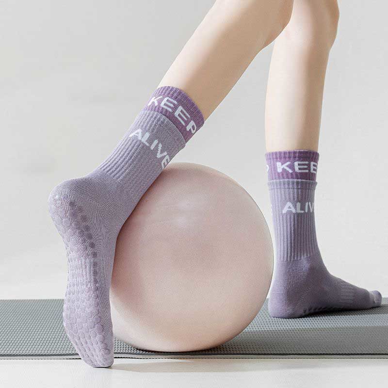 Olivenorma Zweifarbige Griff-Sport-Yoga-Pilates-Socken