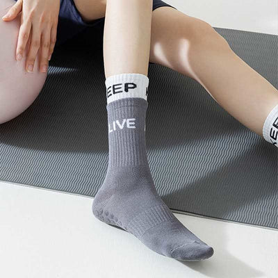 Olivenorma Zweifarbige Griff-Sport-Yoga-Pilates-Socken