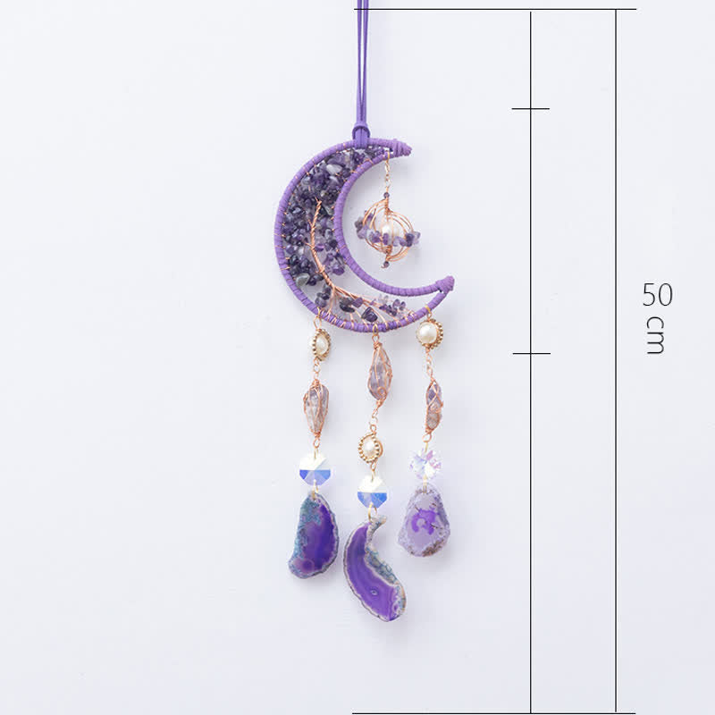 Olivenorma Amethyst Lila Achat Mond Anhänger Windspiel