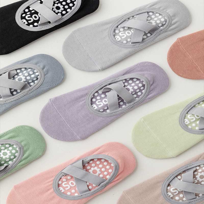 Olivenorma Rutschfeste Yoga Pilates Barre Socke mit Riemen 