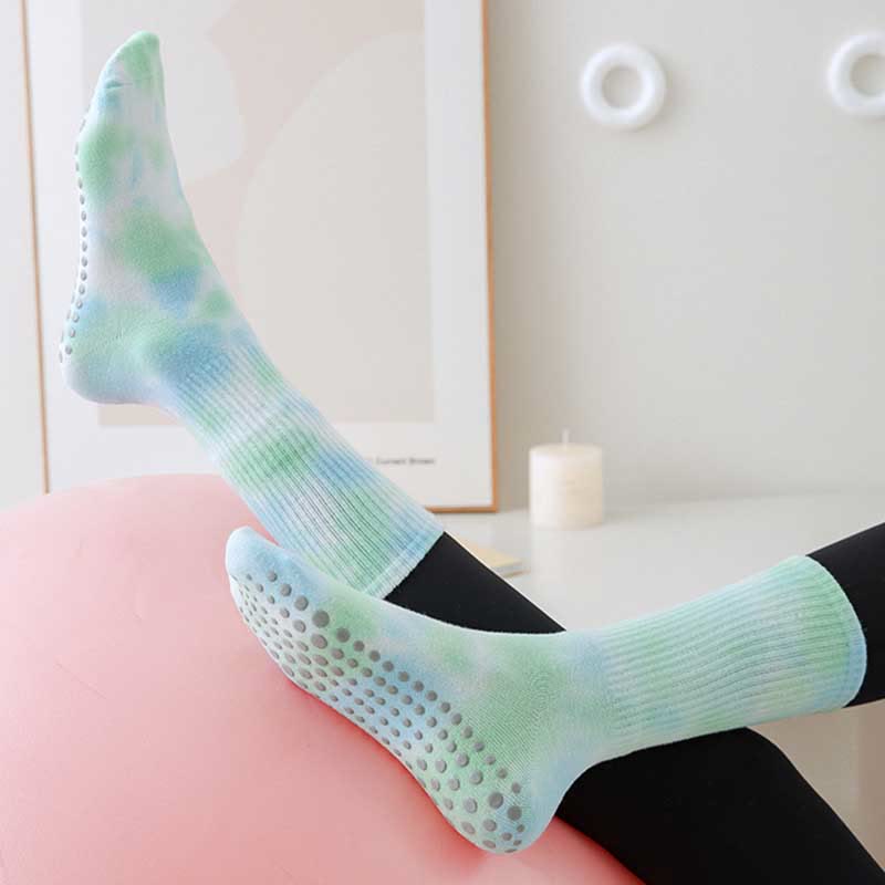 Olivenorma Mittellange, Batik-Anti-Rutsch-Yogasocken 