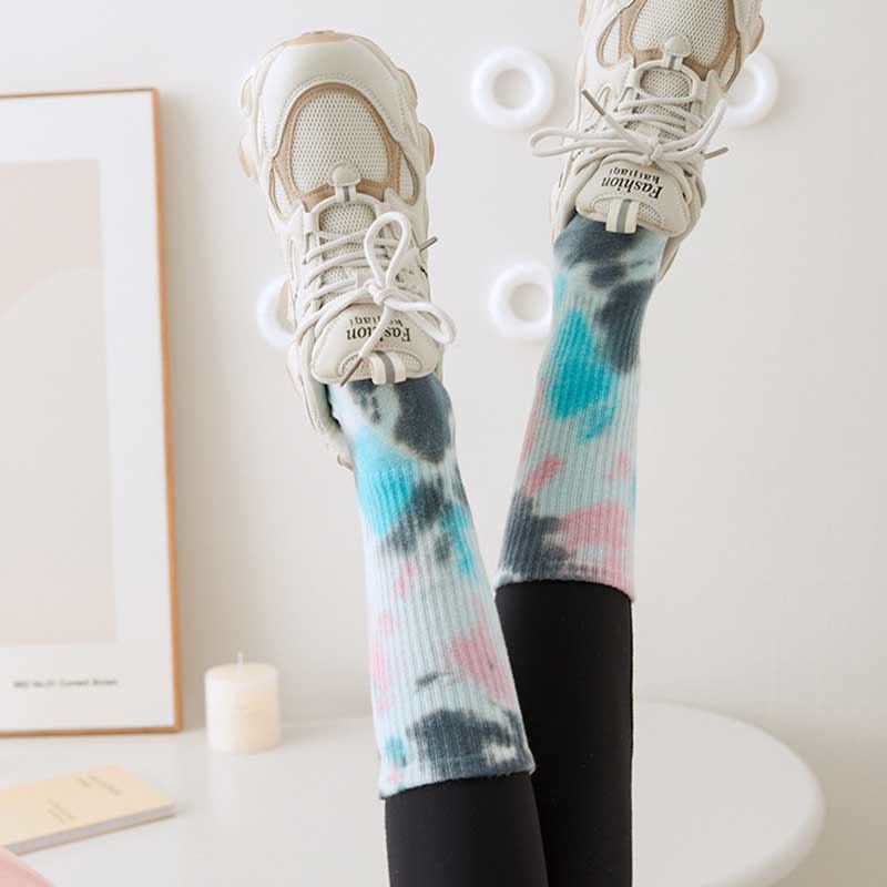 Olivenorma Medium-Tube Tie-dye Anti Slip Yoga Socken