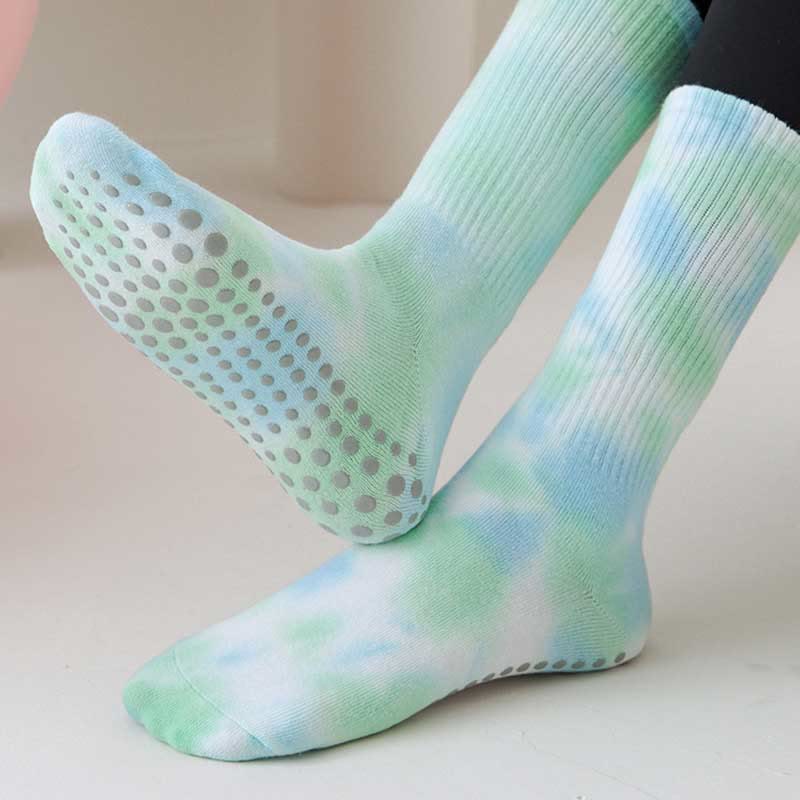 Olivenorma Mittellange, Batik-Anti-Rutsch-Yogasocken 