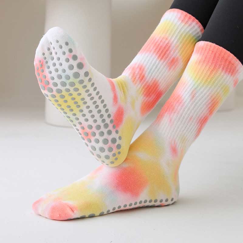 Olivenorma Medium-Tube Tie-dye Anti Slip Yoga Socken