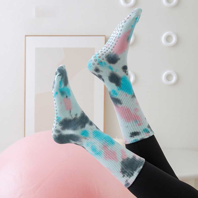 Olivenorma Mittellange, Batik-Anti-Rutsch-Yogasocken 
