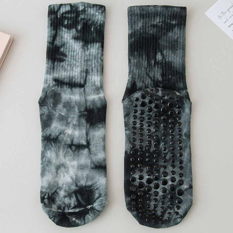 Olivenorma Mittellange, Batik-Anti-Rutsch-Yogasocken 