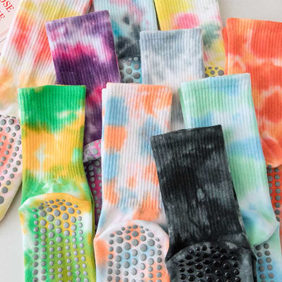 Olivenorma Medium-Tube Tie-dye Anti Slip Yoga Socken