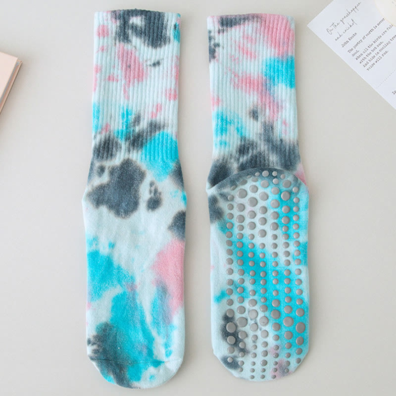 Olivenorma Mittellange, Batik-Anti-Rutsch-Yogasocken 