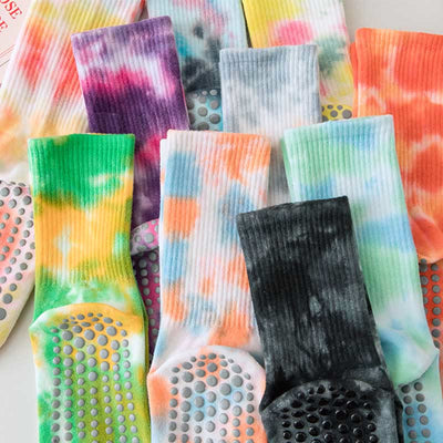 Olivenorma Mittellange, Batik-Anti-Rutsch-Yogasocken 