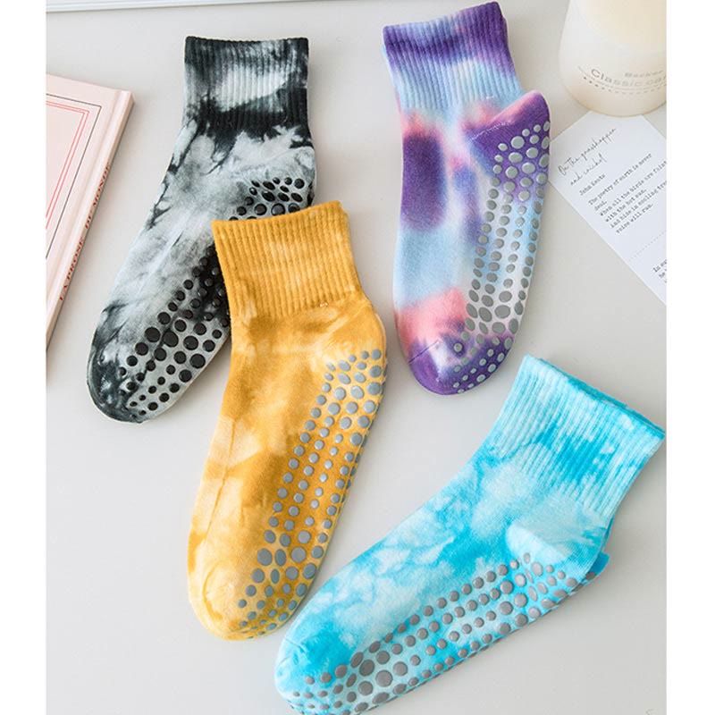 Olivenorma Tie-Dye Grip Workout Yoga Crew Socks