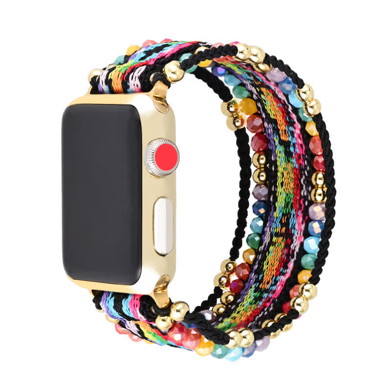 Olivenorma Bohemian Style Buntes elastisches geflochtenes Apple Watch Armband 