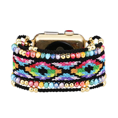 Olivenorma Bohemian Style Buntes elastisches geflochtenes Apple Watch Armband 