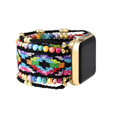 Olivenorma Bohemian Style Buntes elastisches geflochtenes Apple Watch Armband 