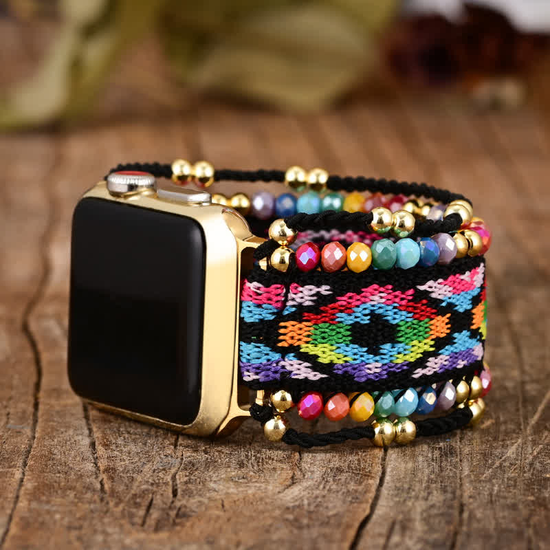 Olivenorma Bohemian Style Buntes elastisches geflochtenes Apple Watch Armband 