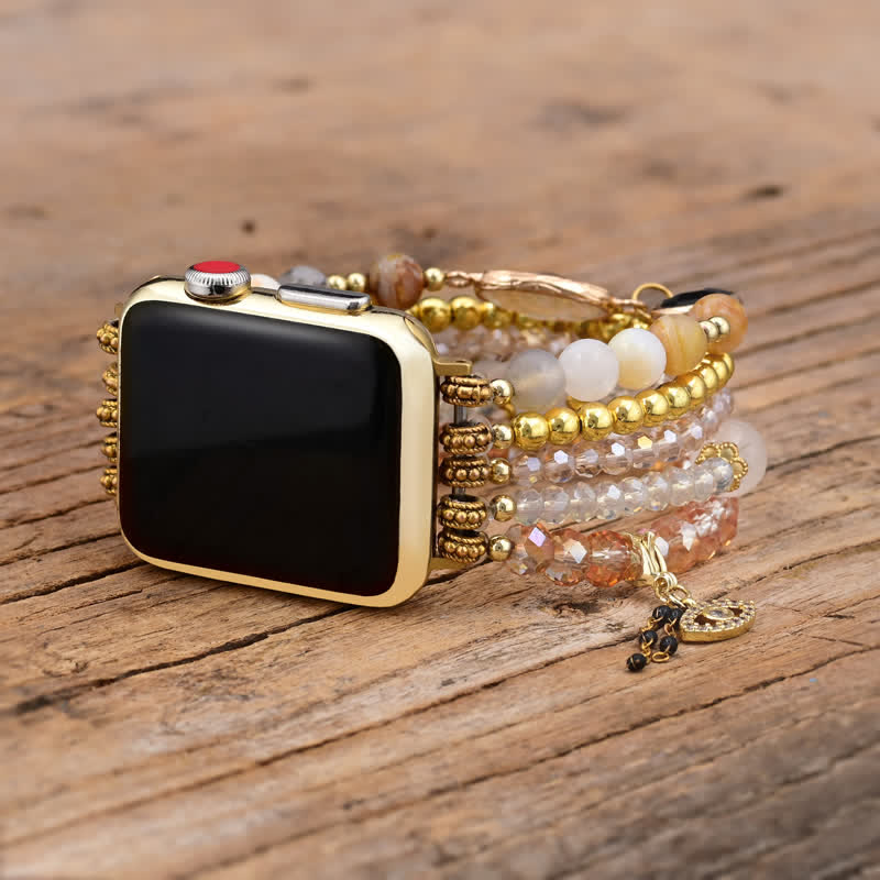 Olivenorma Obsidian Citrin Natursteinperlen Apple Watch Armband