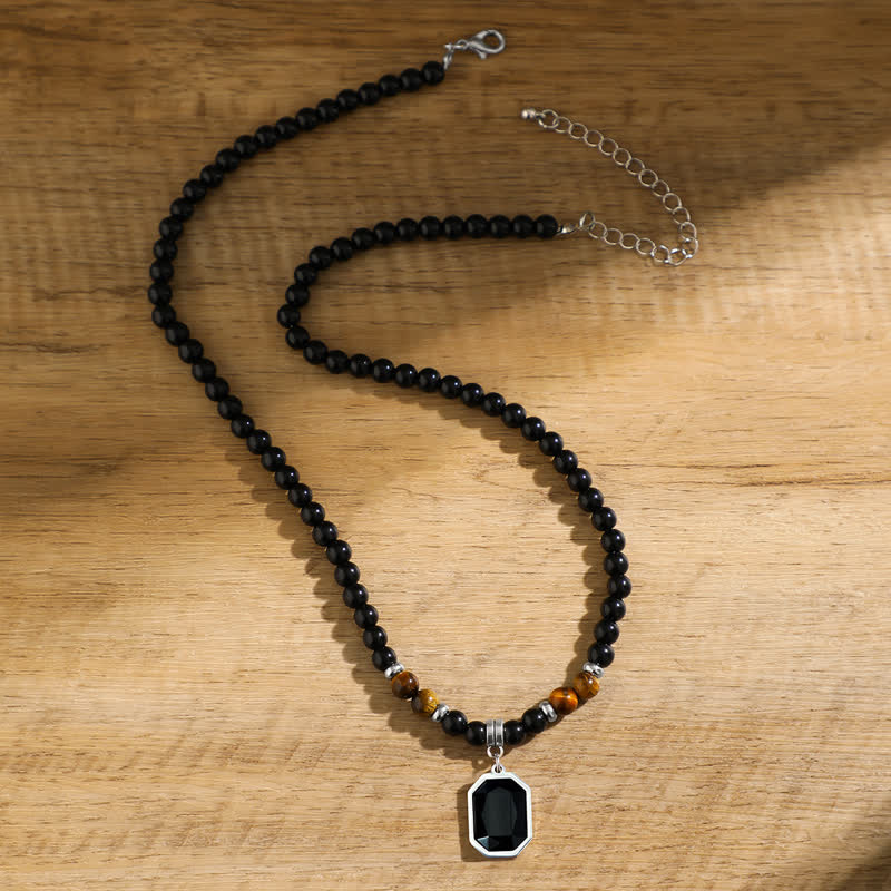 Olivenorma Black Onyx Natursteinperlen Herren Halskette