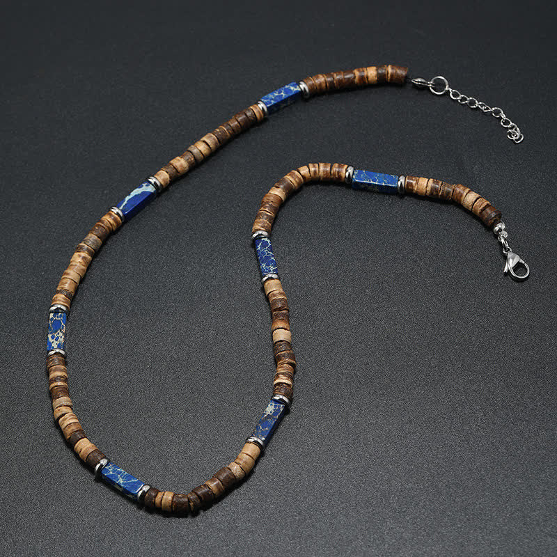 Olivenorma Brown Coconut Wood Beads Natural Stone Beads Necklace