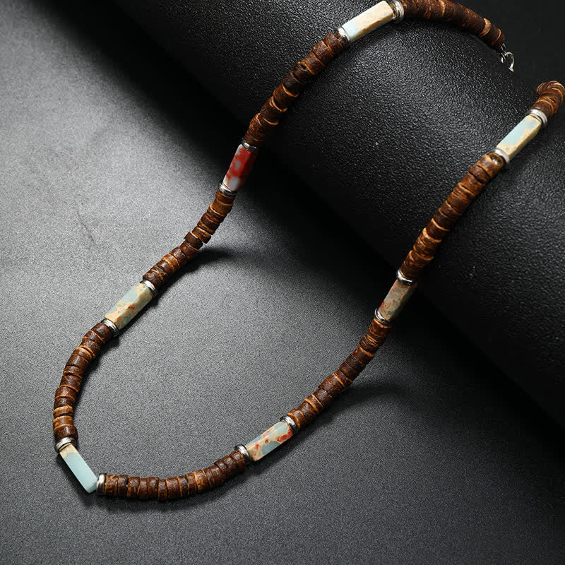 Olivenorma Brown Coconut Wood Beads Natural Stone Beads Necklace