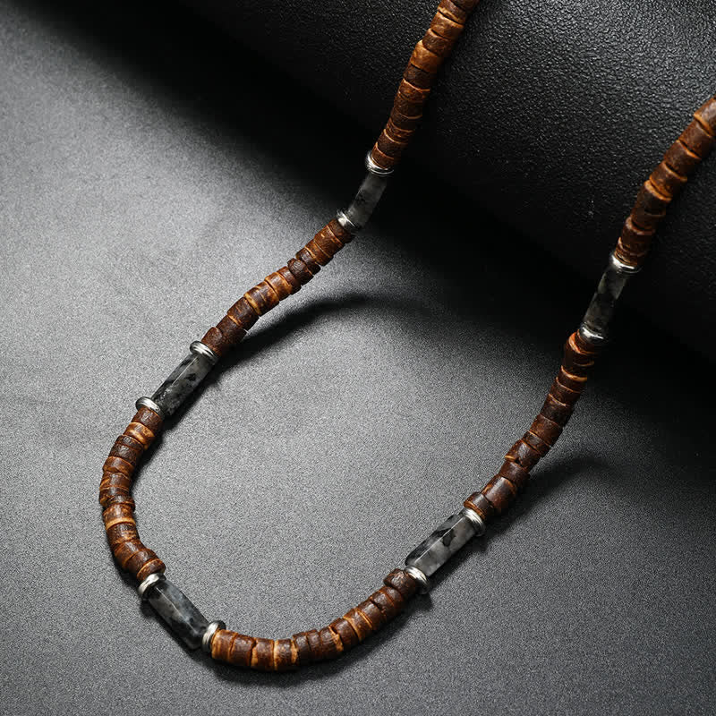 Olivenorma Brown Coconut Wood Beads Natural Stone Beads Necklace