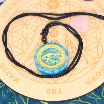 Olivenorma Natural Aquamarin Eye Of Horus Orgon-Halskette 