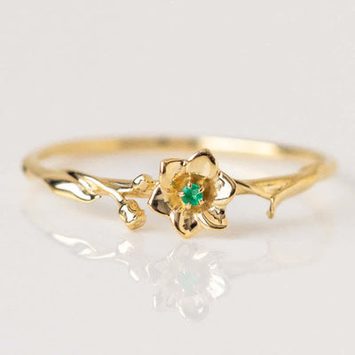 Olivenorma Dainty Statement Geburtsblume Goldring 