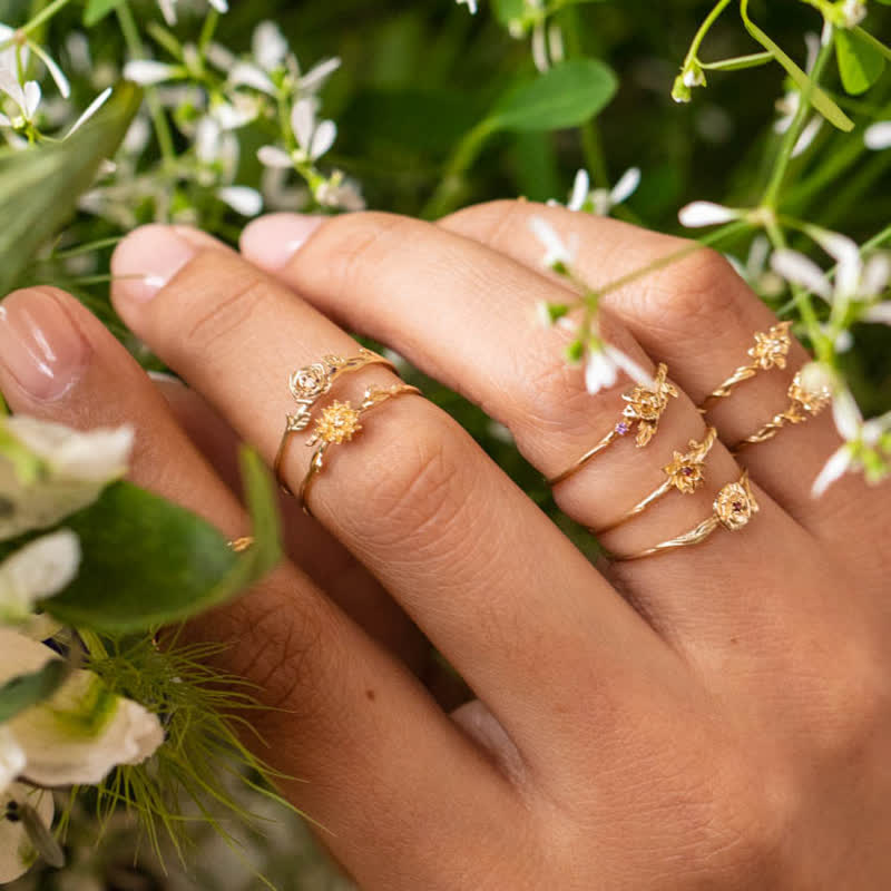 Olivenorma Dainty Statement Geburtsblume Goldring 