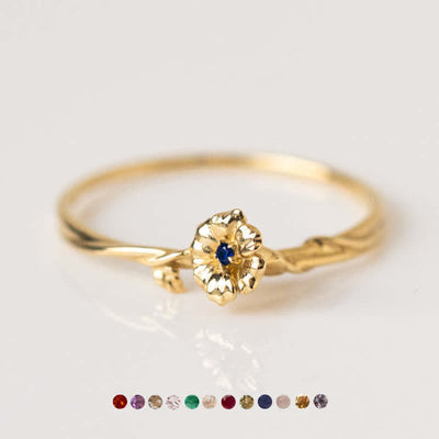 Olivenorma Dainty Statement Geburtsblume Goldring 