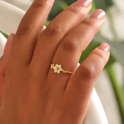 Olivenorma Dainty Statement Geburtsblume Goldring 