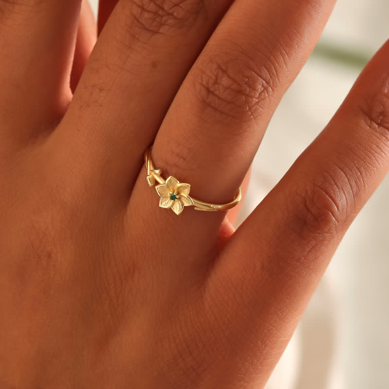 Olivenorma Dainty Statement Geburtsblume Goldring 